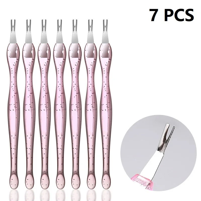 Cuticle Fork 7 PCS For Dead Skin Trimmer Fork Pusher Crystal Acrylic Cuticle Callus Remover Trimmer Fork