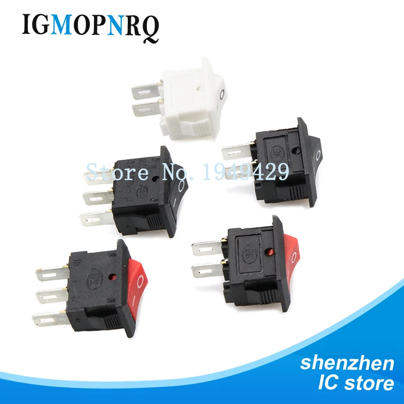 10Pcs Push Button Switch 10x15mm SPST 2Pin 3pin 3A 250V KCD11 Snap-in  Off Boat Rocker Switch 10MM*15MM Black Red White