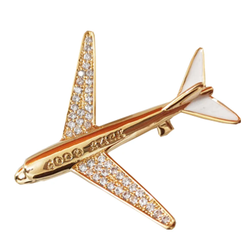 High quality Zircon Aircraft Brooch Airplane Men Suit Brooch Pin Sparkling Man Pins Gifts New fashion Man Party Brooch Jewelry