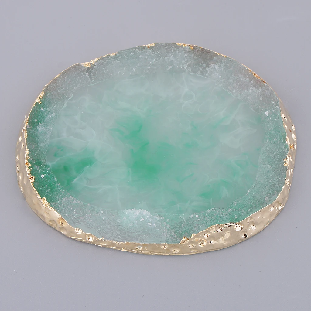 Resin Edge Imitation Agate Round Plate for Nail Art Palette Drink Coasters Cup Mat Pendants Home Decoration Ornaments