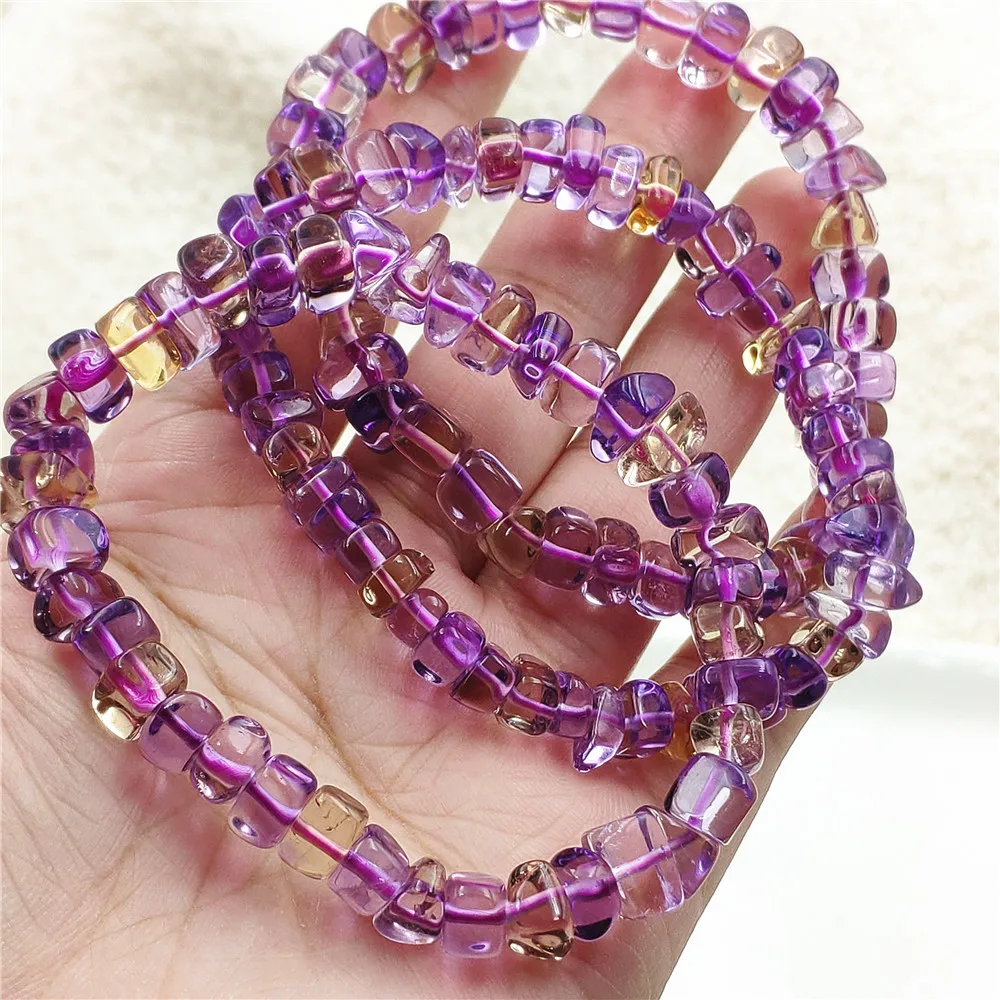 Natural Ametrine Quartz Purple Yellow Beads Bracelet Women 8mm Amethyst Citrine Clear Oval Beads Brazil Genuine AAAAA