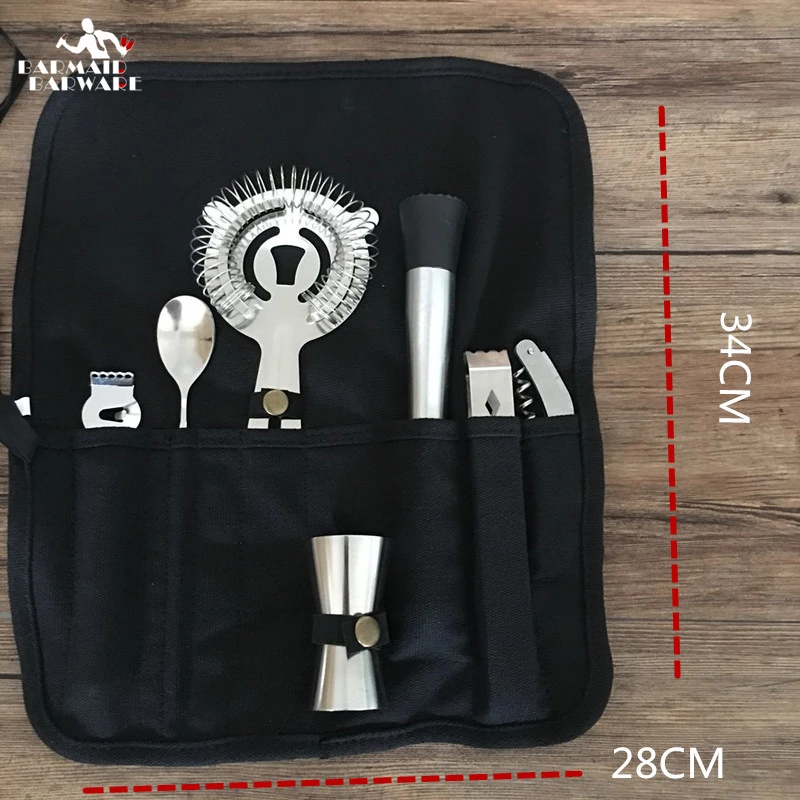 

Cocktail Shaker Bar Set ( 7 pieces tools + 1 pieces Bar Tool Bag ) Mixology Bag Professional Bartender Cocktail Kit Bar Tool Kit