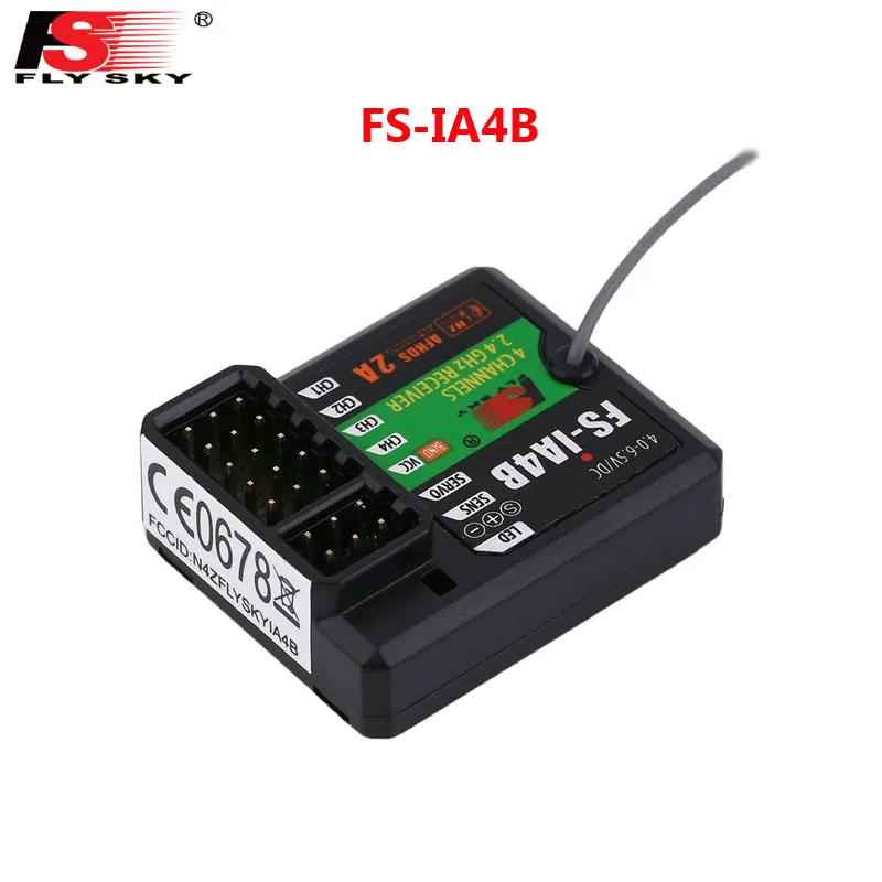 FlySky FS-IA4B 2.4G 4CH Receiver for  FS i4 i6 i10 iT4S Transmitter Support Data Backhaul PPM Output iBus Port for RC Car Boat