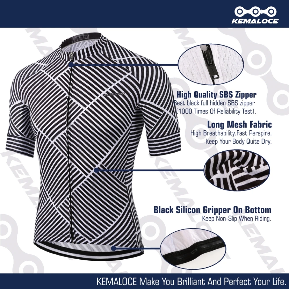 KEMALOCE Cycling Jersey Short Sleeve Kit Digital Printing Bicycle Shirts Blank Polyester Summer Professional Cyclist Bike Wear