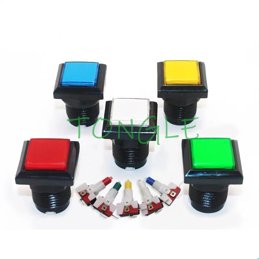 

Горячая распродажа 10 шт./лот 33 мм квадратная черная коническая кромка аркадная Кнопка светодиодная подсветка кнопки с микропереключателем для аркадных игр запчасти