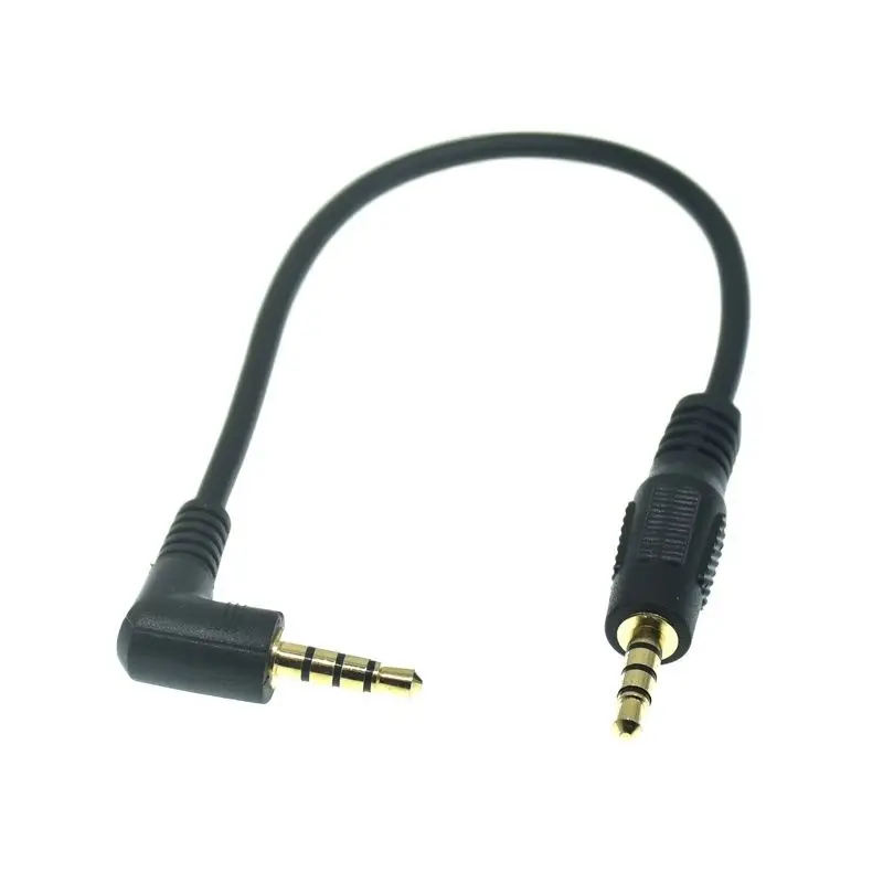 Uniwersalny Ipod AUX 4 biegun podwójne 90 stopni prostopadły 3.5mm z męskiego na męskie Stereo 3.5mm Jack Audio krótki kabel 20cm 1m