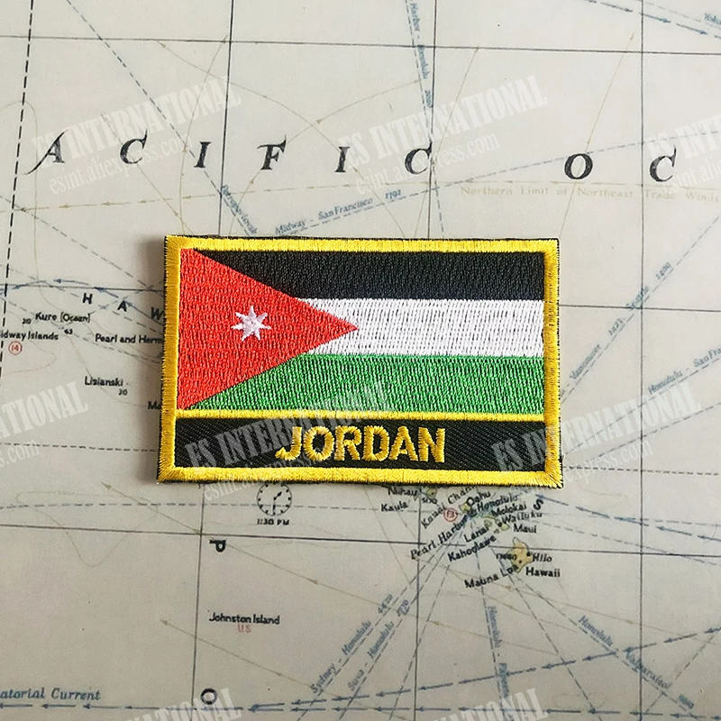 JORDAN National Flag Embroidery Patches Badge Shield And Square Shape Pin One Set On The Cloth Armband   Backpack  Decoration