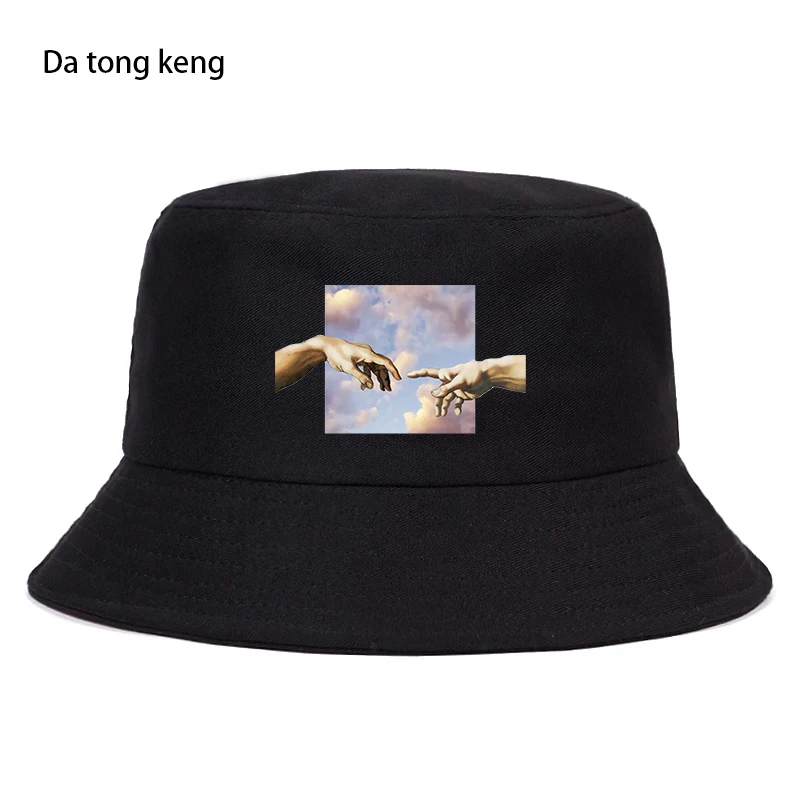 

MICHELANGELO Funny Print Bucket Caps Summer Foldable Sunscreen Fisherman's Panama Hats 2020 Man Woman Anime Hip Hop Buckets Hat