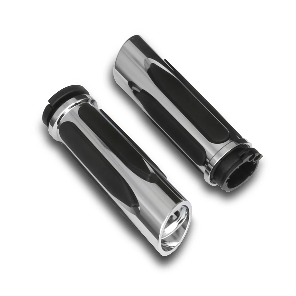 

Chromed 1" CNC Cut rubber HandGrips Handlebar Grips For Harley Touring Sportster XL 1200 883 Dyna Softail 1996-2007