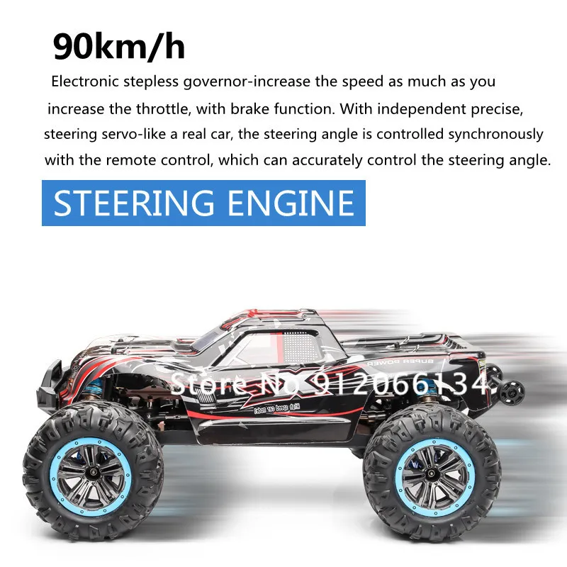 Mobil Stunt Remote Control Tanpa Sikat Segala Medan 4WD 90Km/Jam Drift Cepat 15 Menit Peredam Kejut Hidrolik 1:10 Model Mobil RC 2.4G