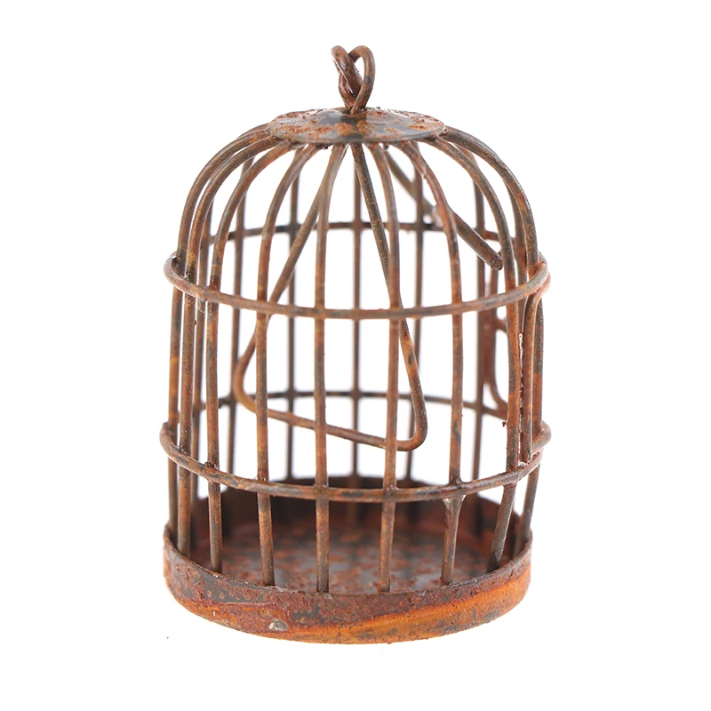 Lot 2 Décorations Cage à Oiseaux Miniature 1:12 - Simulation Rouillée Métal Pour Maison De Poupée