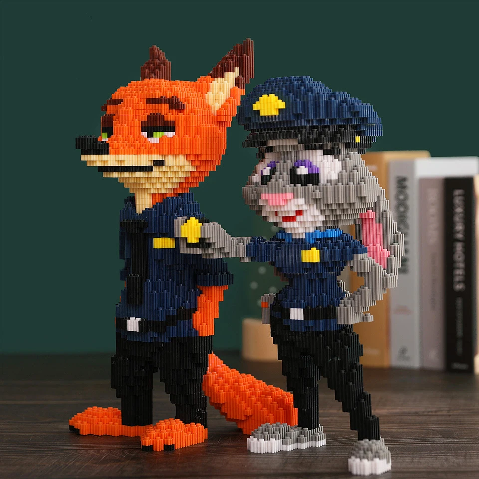 Zootopia Connection Magic Blocks Cartoon Officer Judy Rabbit Nick Fox Figures Disney Model Mini Building Bricks Toy For Children