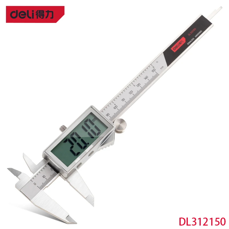 

Deli DL312150 Full Screen Digital Caliper 2.0 Inch LCD Screen Stainless Steel Material Metric And Imperial Measurement