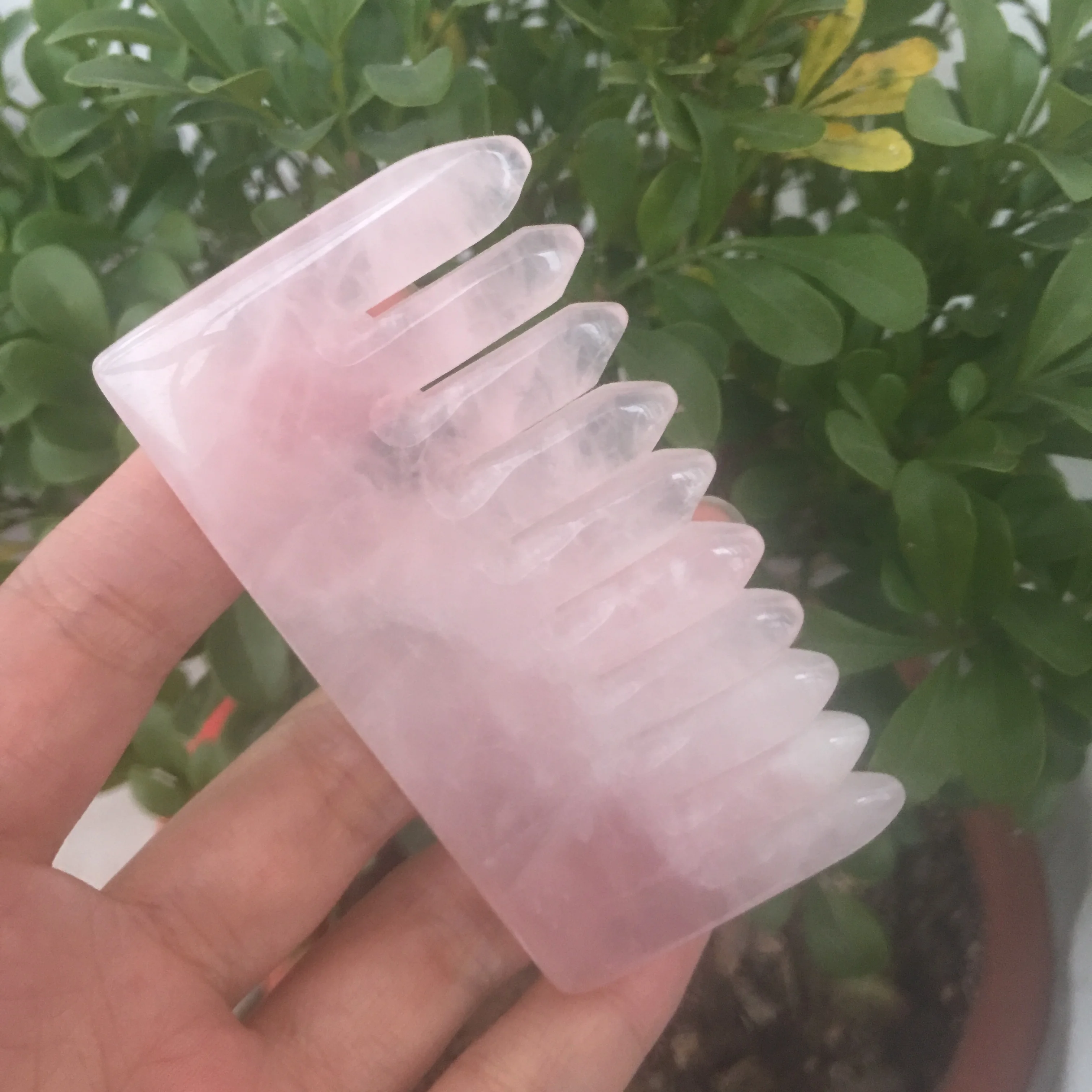 Natural  Rose Quartz Crystal Comb Head Hair Health Massage Gua Sha Combs Healing Health Jade Stones Gifts