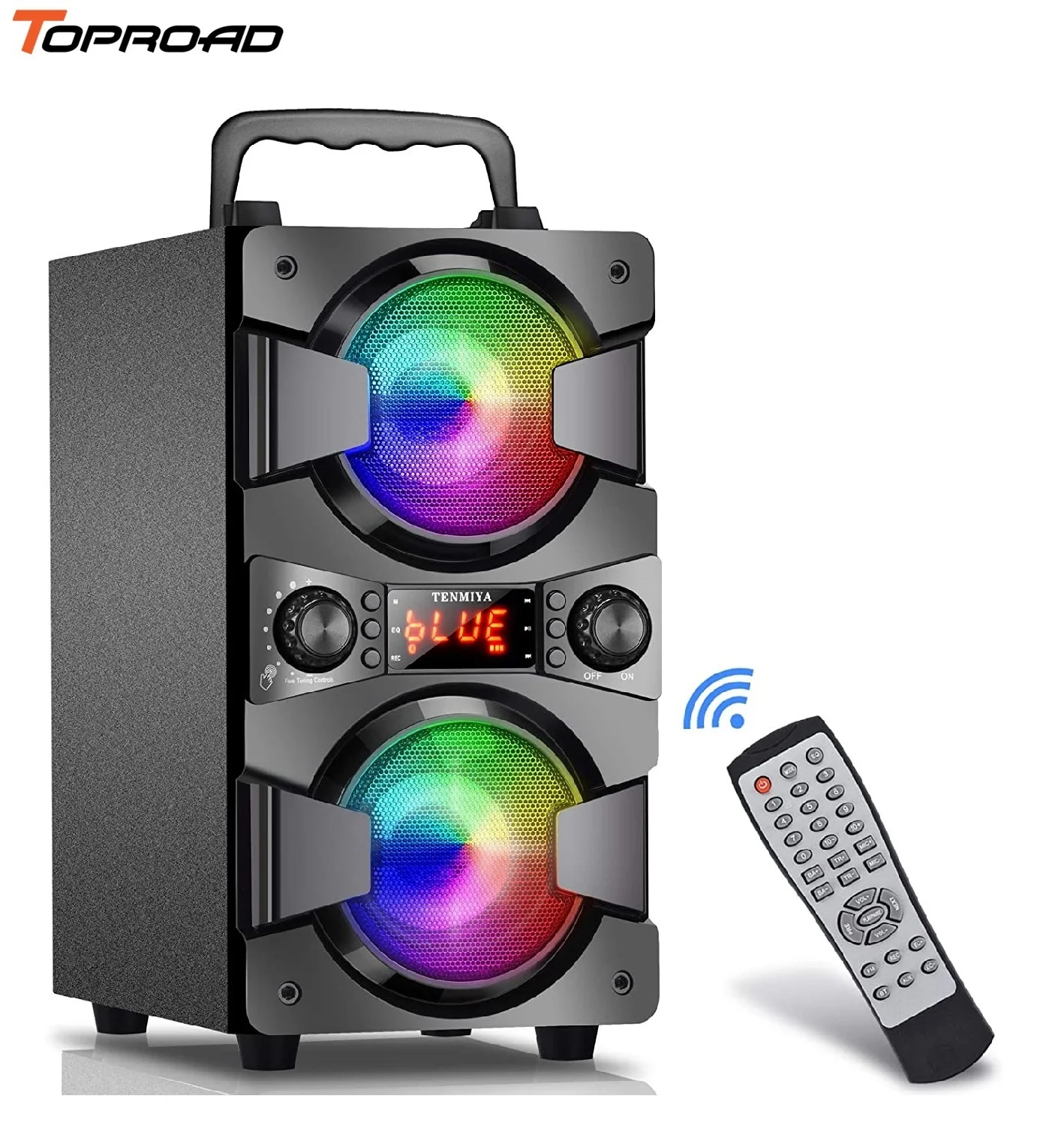 TOPROAD 60W Bluetooth Speaker Portable Wireless Stereo Bass Subwoofer Karaoke Party Speakers with RGB LED Light Support FM Radio