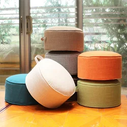 28x20cm Portable Washable Round Stool Linen EPE High Elasticity Sponge Japanese Futon Tatami Cushions Solid Color Coffee White