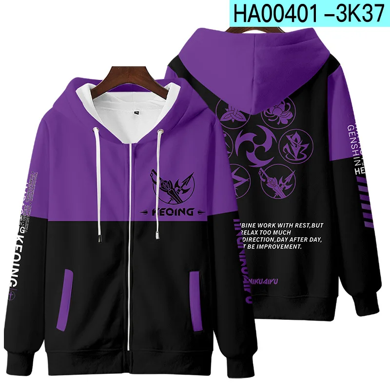 Genshin-Sudadera con capucha y cremallera para hombre y mujer, ropa de calle con estampado 3D de impacto, estilo Hip Hop, disfraces de Cosplay