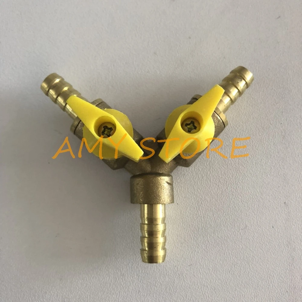 1) Brass Y Type Equal Hose Barb Three Forks 6mm 8mm10mm 12mm Coal Liquid Gas Ball Valve Plumbing Fittings Plastic Metal Handle