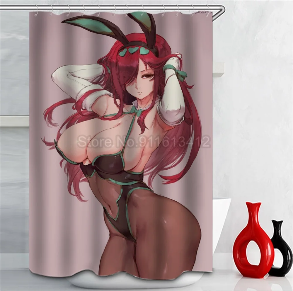 Anime Big Breasts Big Ass Girl Nude Print Shower Curtain Bathroom Supplies High-quality Waterproof Bathroom Decoration with Hook