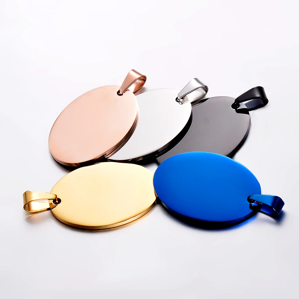 10pcs Wholesale 5 Colors Stainless Steel  Dog Tags Pendant  Oval Shape Necklace Jewelry  Pet ID Dog Tags Collars