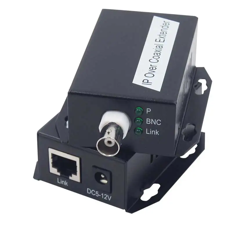 2 Stuks IP Extender Kit, IP Over Coaxiale Extender Ethernet Adapter 500 Meter BNC Transmissie 100 Meter RJ45 Transmissie