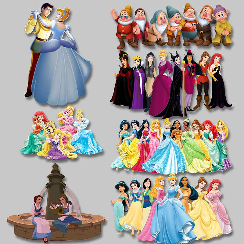 Brand princess group photo cloth patches Heat Transfer PVC Patch Iron-on Cheap Washable firm and fadeless  sticker