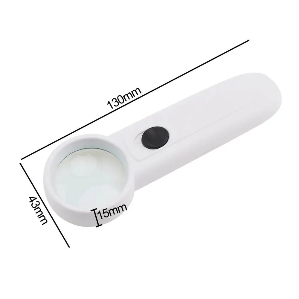 15X 37mm Multifunctional Glasses Magnifier Lamp Portable Handheld Loupe Magnifiers with 2 LED Lights for Inspection and Reading