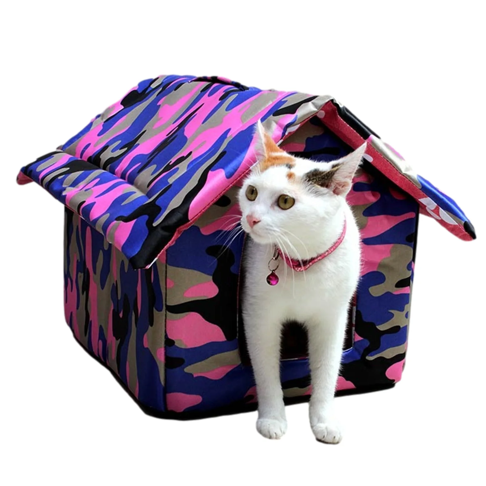 Pet House Foldable Bed With Mat Soft Winter Leopard Dog Puppy Sofa Cushion House Kennel Nest Dog Cat Bed For Small Medium Dogs