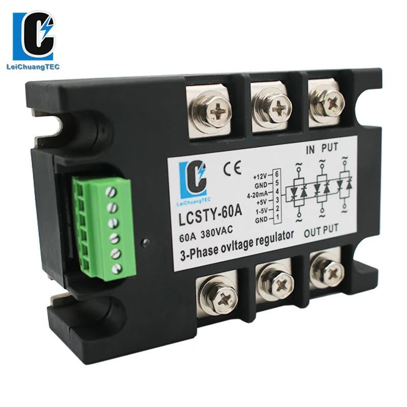 380VAC 40A-120A Control Signal 4-20mA or 1-5V Three Phase Voltage Regulator Power Controller Module