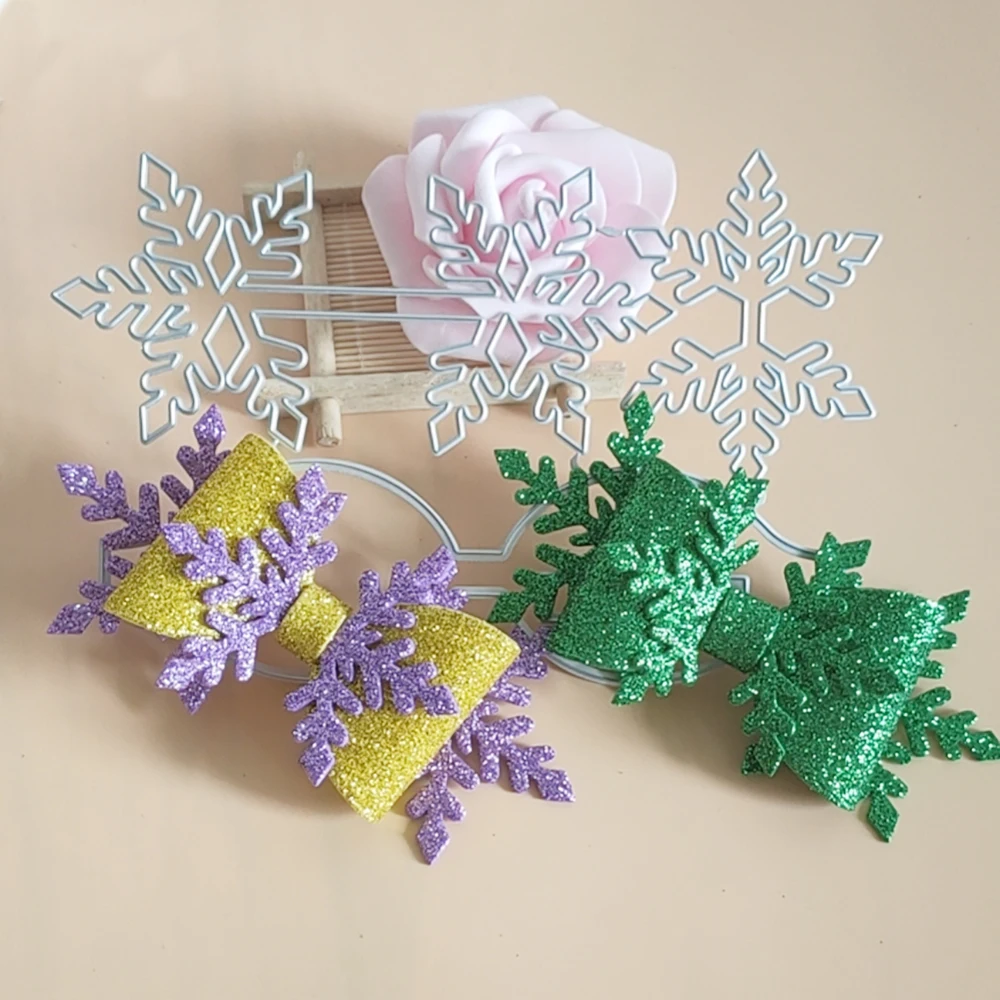 The new exquisite snowflake bow metal cutting die is used for DIY scrapbooking, card making, photo album decoration, crafts