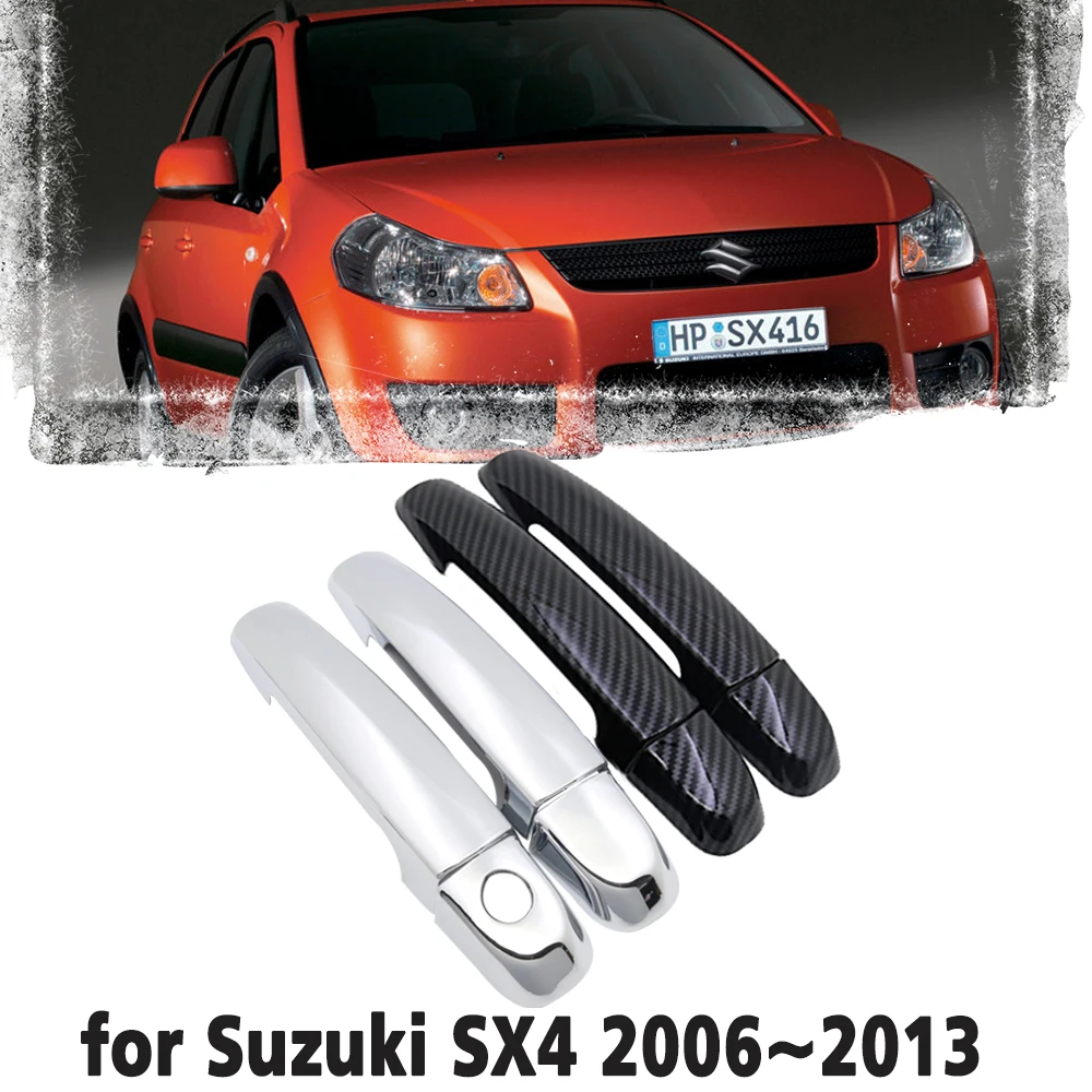 Black Carbon Fiber handle Or Chrome Side Door Cover Trim Set for Suzuki SX4 Fiat Sedici Marut 2006~2013 Car Accessories  2007