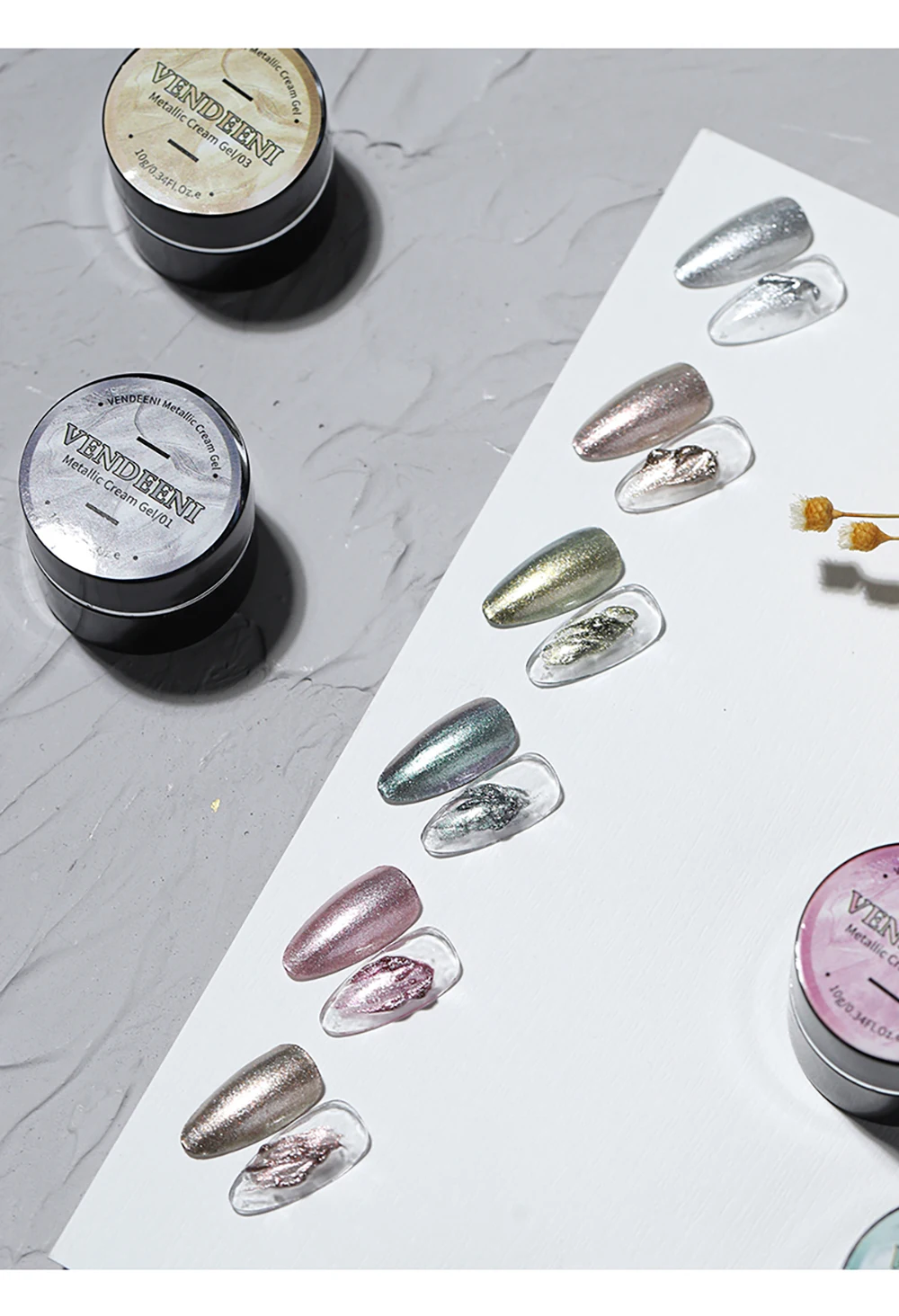 Vendeeni Japanischer Metallic-Creme-Gel-Nagellack UV Soak Off Glitzer-Platin-Gel-Lack Malerei Nagelkunst Gel-Lack 6 Farben – Detail 4