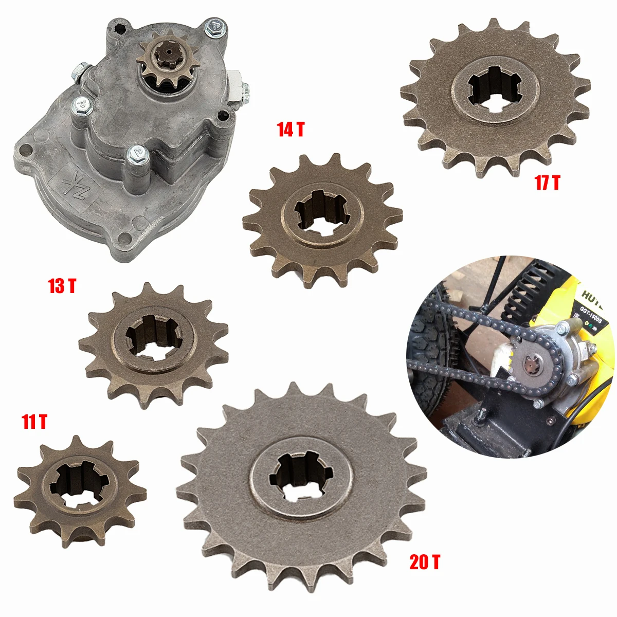 Front Gear Box Sprocket T8F 11T 13T 17T 20T Pinion Sprocket Chain Cog Metal For 47cc 49cc Minimoto ATV Mini Bike Moped Scooter