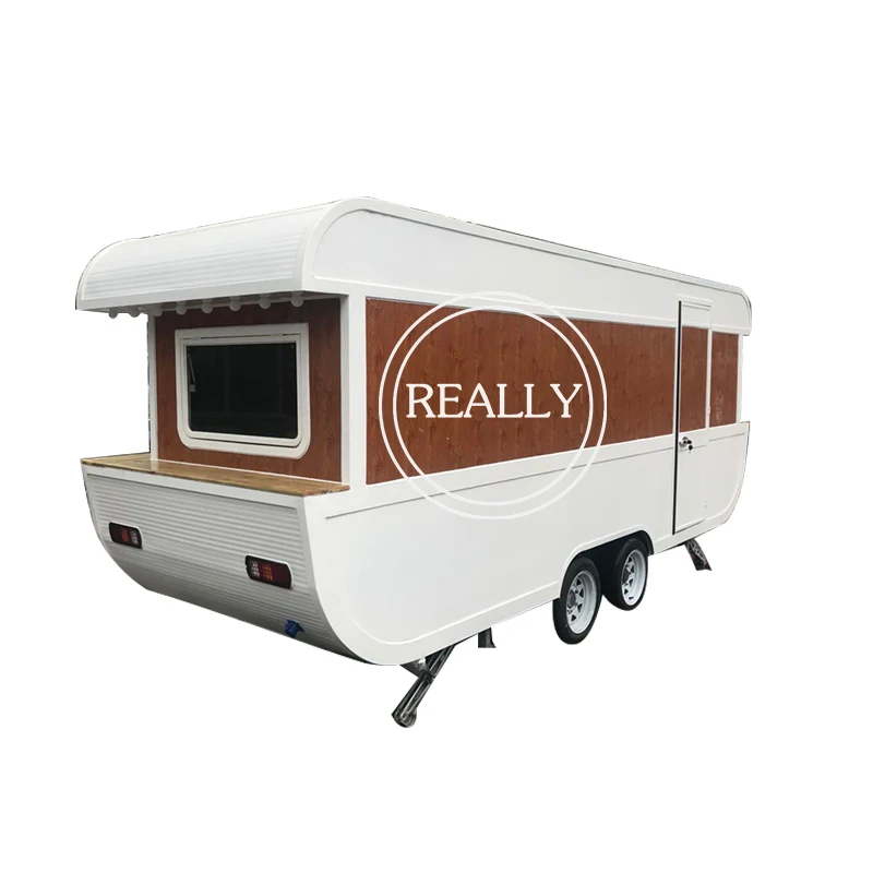 Color Customized Catering Trailer Food Cart Kiosk 400 CM Long With Kitchen Equipment Inside Pizza Maker Trailer