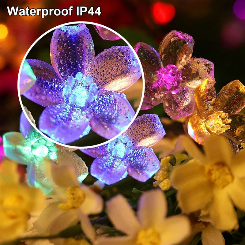 Guirnalda de flores de cerezo para decoración de interiores, guirnalda de luces Led de hadas con batería Usb, luces decorativas de cristal para