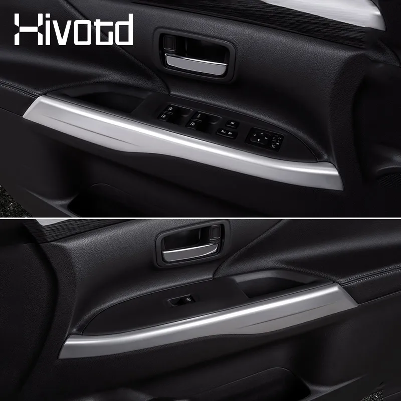 Hivotd Door Inner Plate Trim Cover Button Side Sticker Interior Protection Car Accessories For Mitsubishi Outlander 3 2016-2022