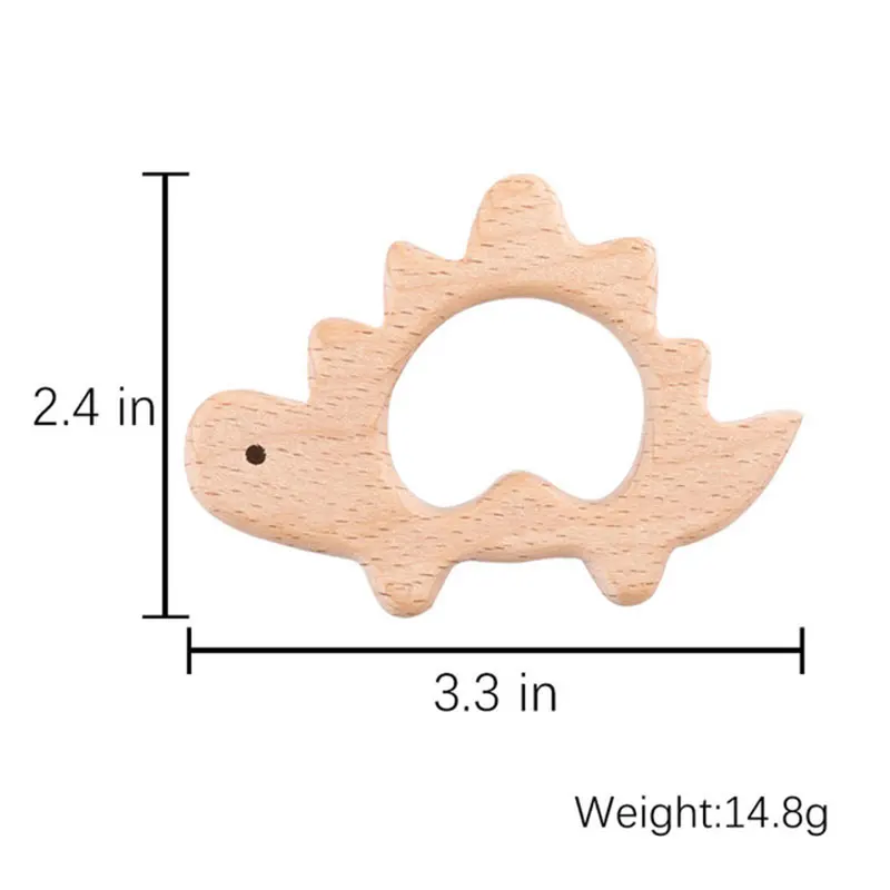 10pc Wooden Teether Animals Beech Teething Grasping Wooden Animal Toy Rodent Baby Teether Pendant DIY  Pacifier Chain Kids Goods