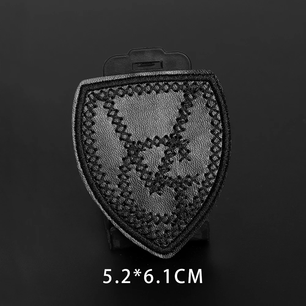 PU Leather Black ironing Embroidery Patches Rock Paper Scissors Clothing Biker punk Decorative  Applique Armbands badge