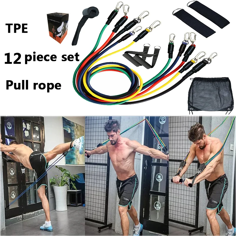 12 Pcs/Set Latex Resistance Bands Yoga Back Muscle Crossfit Training Pull Rope  Rubber Expander Gym Home Fitness Elastic Bands