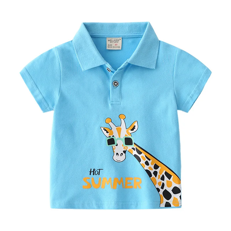 Summer Cute Cartton Polo T-shirts For Boys Cotton Quality Breathable Fabric Kids Tops Tees Shirt Children\'s Clothes