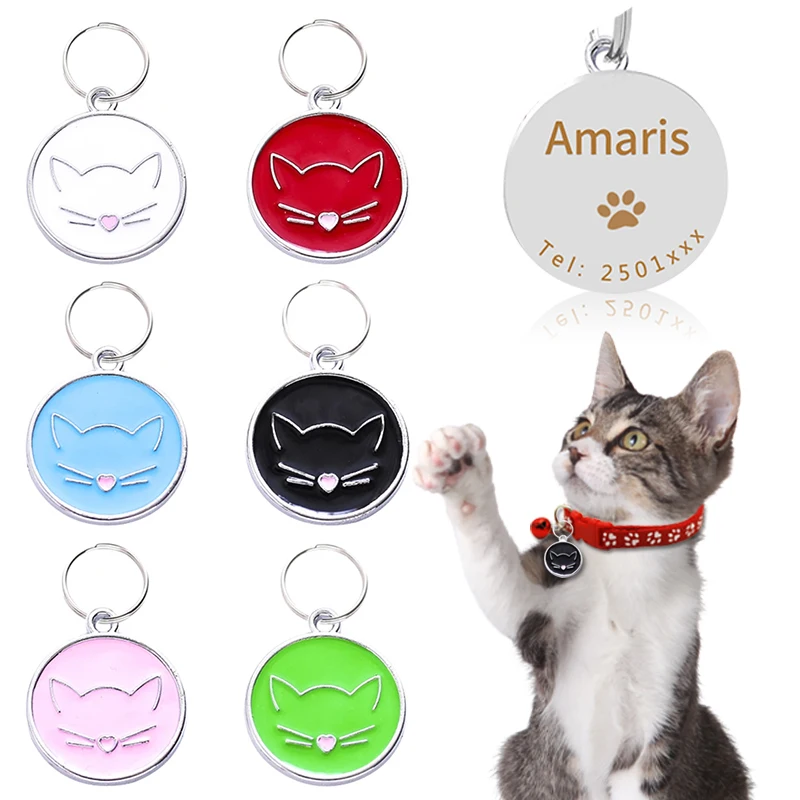 Personalized Pet Collar Free Engraved Name Tel ID Tags Customized Pet Necklace For Cats Dog Tag kitten Accessories Anti-lost