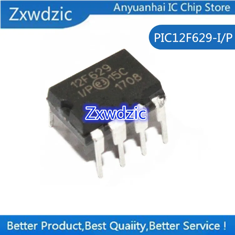 10pcs 100%New Original  PIC12F629-I/P  PIC12F629-I/p  PIC12F629  12F629  DIP-8   MCU  controller