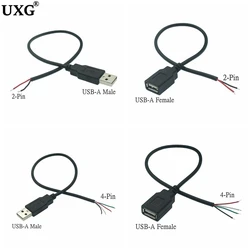 0.3m/1m/2m Power Supply Cable 2 Pin USB 2.0 A Female Male 4 Pin Wire Jack Charger Charging Cord Extension Connector DIY 5V Line