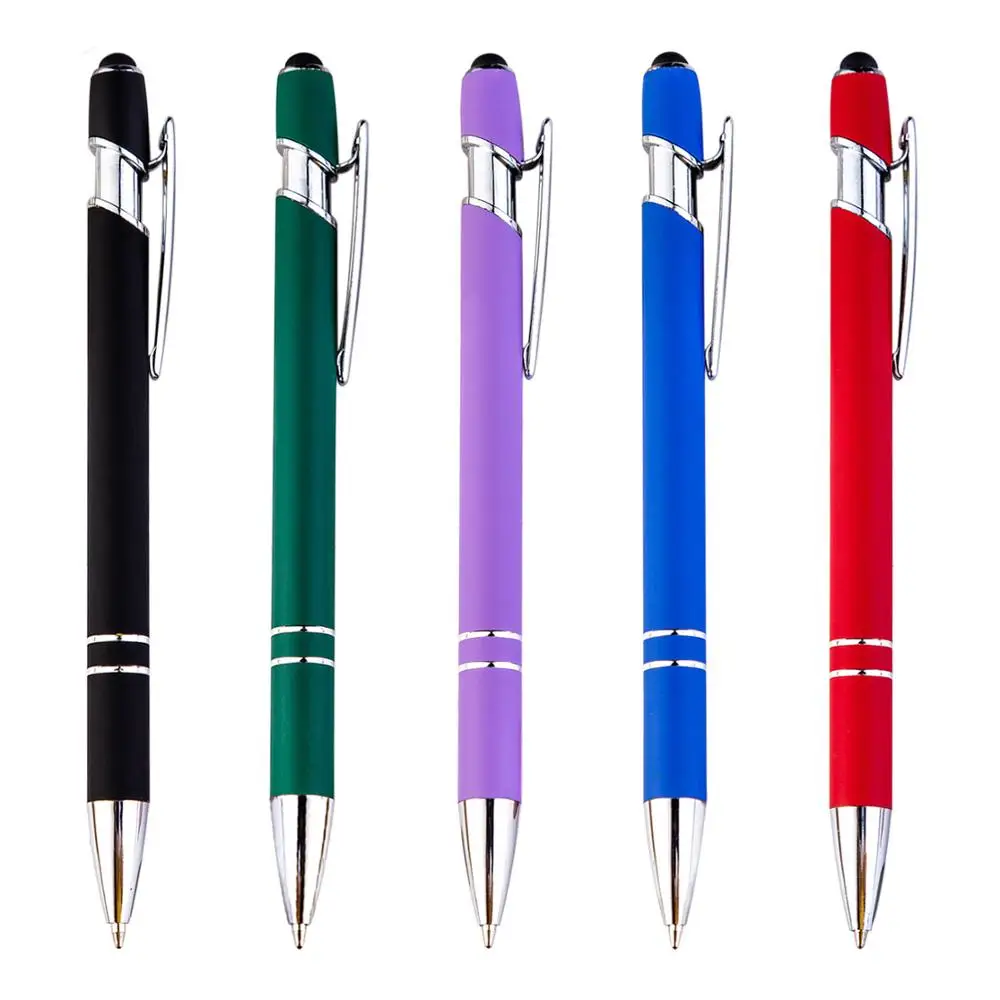 

500pcs/lot Promotional Gift Custom Logo Soft Touch Ballpoint Pen with Stylus Premium Metal Pen