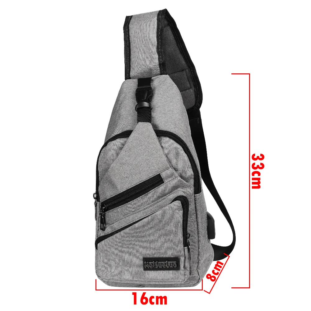 New Arrival Male Shoulder Bags USB Charging Crossbody Bags Men Anti Theft Chest Bag School Summer Short Trip Messengers Bag