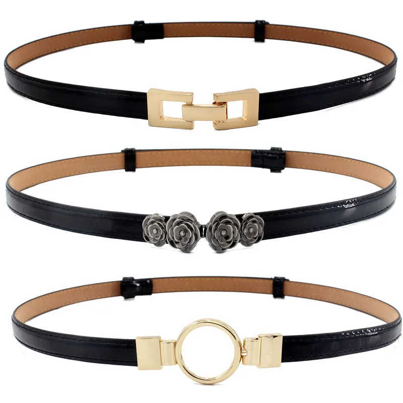 Vrouwelijke Verstelbare Dunne Riem Pu Lederen Riemen Voor Vrouwen Jurk Skinny Taille Band Strap Metalen Knop Pasek Damski