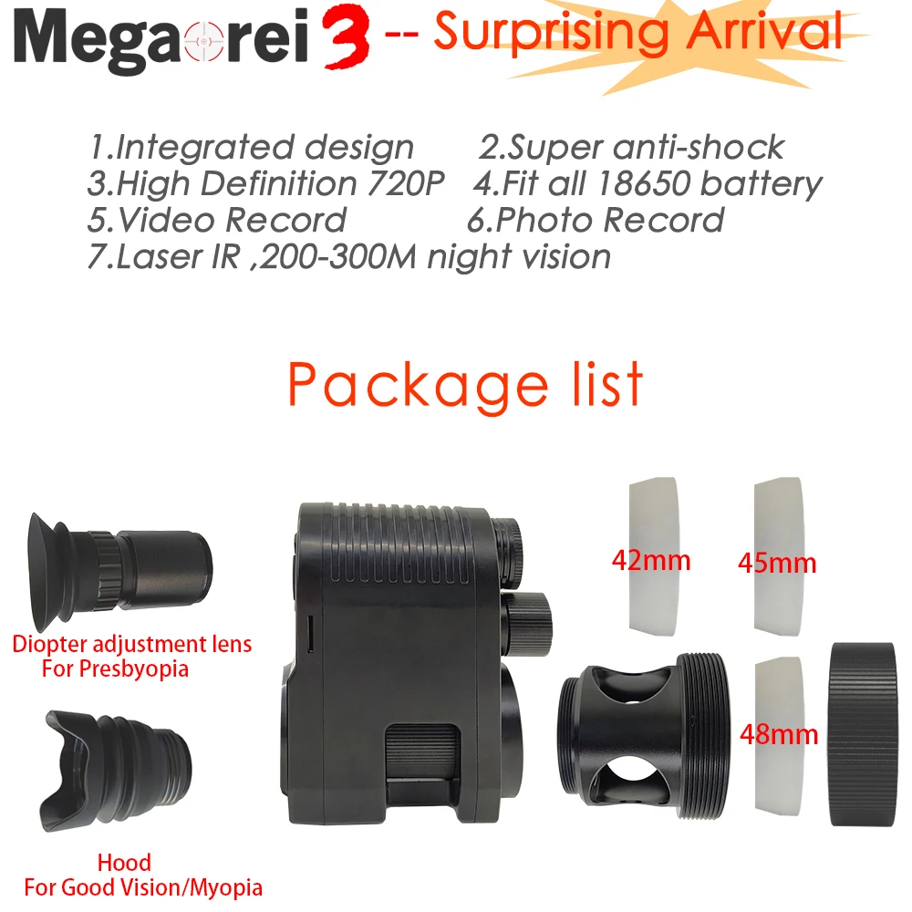 2021 جديد Megaorei 3 قناص في الهواء الطلق الصيد البصرية البصر التكتيكية Riflescope الأشعة تحت الحمراء IR مصباح يدوي مع LCD نطاق الرؤية الليلية