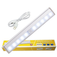 10 LEDs IR Infrared Motion Detector Wireless Sensor Light Closet USB Rechargeable Led Lamp Cabinet Wardrobe Kitchen