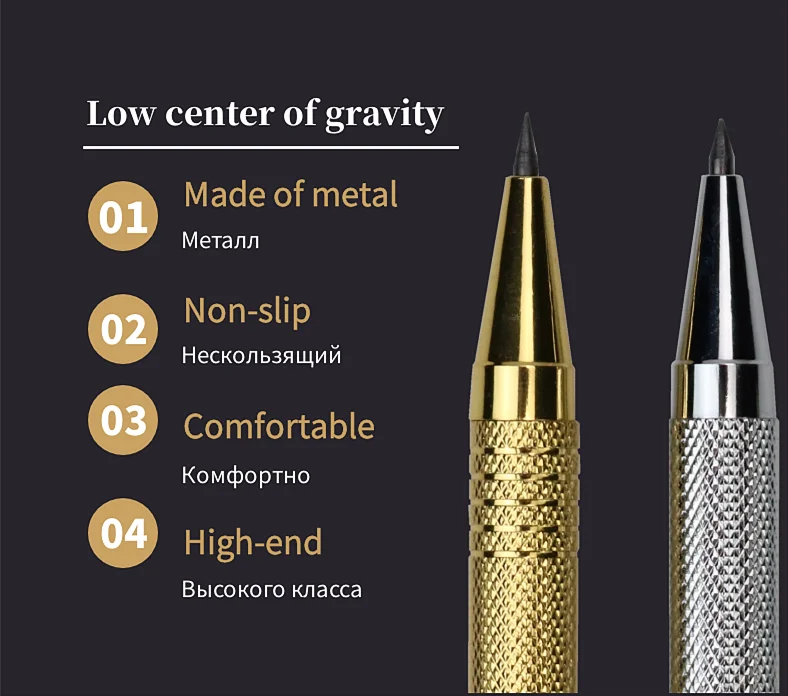 2.0 Metallischer Druckbleistift für Schüler, zum Zeichnen und Schreiben, mit kostenlosem Radiergummi, 5 Bleistiftminen und Spitzer – Detail 7