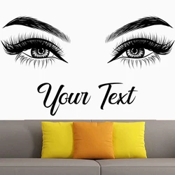 Eyelashes Brows Wall Decal Beauty Salon Vinyl Sticker, Custom Text, Eyebrows, Decal Sticker, Eye Quote, Make Up 2153